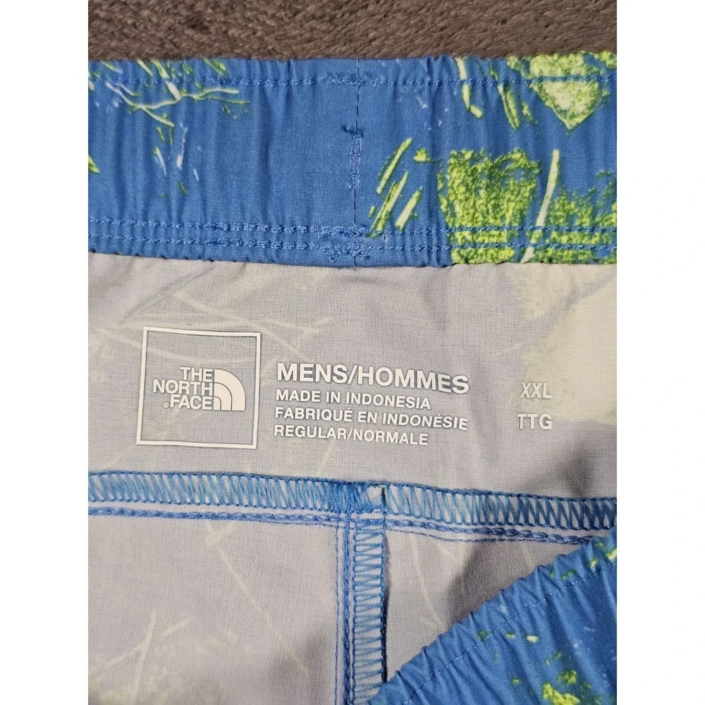 The North‎ Face Wander Short Men's 2XL Blue Green Print Elastic Waist Drawstring